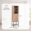 Sturdy Metal Support Slim Cupboard Tall Kitchen Storage Cabinet-Natural