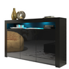 155cm Modern TV Unit Sideboard Cabinet | Black High Gloss Doors | Free LED