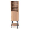 Sturdy Metal Support Slim Cupboard Tall Kitchen Storage Cabinet-Natural