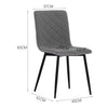 4x Dining Chairs Grey Linen Padded Seat Armless Leisure Kitchen Chair Metal Legs