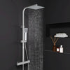 Bathroom Thermostatic Mixer Shower Set - Dual Square Head Exposed Chrome