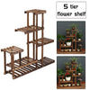 5 Tier Wooden Flower Plant Pot Shelf Stand Garden Terrace Florist Display Rack