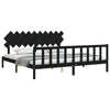 Camerina Bed Frame with Headboard Black 200x200 Solid Wood,Furniture,Beds M3F7