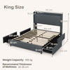 Costway King Size 5FT Bed Frame Upholstered Platform Bed with LED Lights