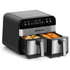 Dual Air Fryer Large Digital 9 L with Timer 8 Preset Functions Kitchen Cooking