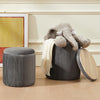 2pcs Round Ottoman Stool With Storage Velvet Upholstered Foot Stool Coffee Table