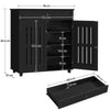 Shoe Storage Cabinet with Drawer & Doors 4-Tier Shoe Rack for Entryway Black