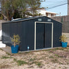 12x10 FT Metal Garden Shed Outdoor Storage House Apex Roof with Free Foundation