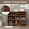 Home Wine Bar Cabinet Kitchen Buffet Sideboard w/ 3 Door & Adjustable Shelves