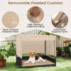 Outdoor Dog Shelter Elevated Rattan Dog House w/Cushioned Bed