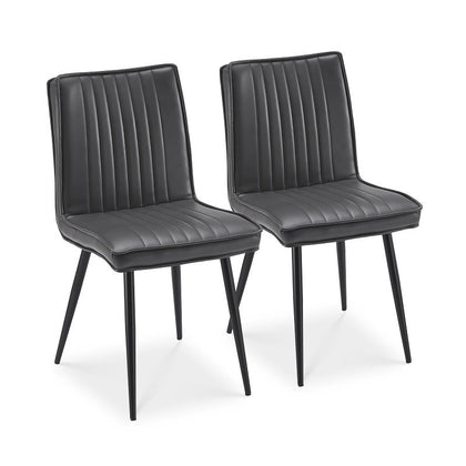 2x Grey Dining Chairs Faux Leather High Back Armless Dinging Room Line Design