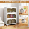 3-Tier Stackable Storage Bins Storage Organizer with Wheels-White