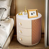 Retro Round Nightstand 3 Drawer Chest of Drawer Cabinet Accent End Table Bedroom