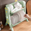 Dish Drying Rack Double Layer Bowl Drainer Tableware Storage Organizer Cupboard