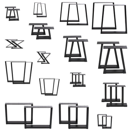 2x Industrial Steel Table Legs Stand Feet Trapezium X A Sandglass Shape Frame UK