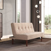 Upholstered Beige Fabric Folding Sofa Bed 2 Seater Couch Recliner Chair Loveseat