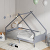 Kids Wood Bed House Bed Grey Cabin Teepee Tent Bed Frame Slatted Head Footboard