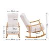 Creamy Fabric Upholstered Rocking Chair Living Room Nap Relaxing Rocker Armchair