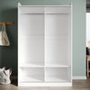 Modern 2 Sliding Door Wardrobe Matt White Storage Cupboards with 2 Hanging Rail