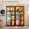 71" Display Cabinet with Glass Doors, Modern Curio Cabinet with 3 Color Lights