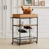 Industrial Drinks Trolley Kitchen Bar Shelves Storage Unit Wine Serving Cart UK