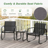 3 Piece Patio Rocking Set 2 Rocking Bistro Chairs & Glass-Top Table Furniture