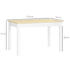 Dining Table for 4 to 6 Oak Wood Grain Kitchen Table and Thick Legs Modern White