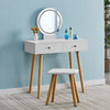 Dressing Table White LED Mirror With 2Drawers Stool Set Makeup Desk Vanity Table
