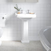 Traditional 590mm Wash Basin & Full Pedestal 2 Tap Holes Bathroom Sink Ceramic