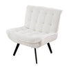 Accent Chair Teddy Fabric Tufted Wing Back Lounge Chair with Footstool Wood Legs