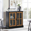 Sideboard Buffet Cabinet Bar Wine Cabinet Wood-Framed Glass Door Storage Cabinet