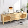 Rattan TV Stand for 65-Inch TV 150CM TV Console Cabinet with Drawers
