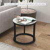 Nesting Coffee Table Set of 2, Marble-Effect Glass Round Side Tables, White