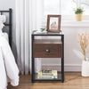 Tempered Glass Bedside End Table Nightstand Cabinet With Drawer Shelf Bedroom
