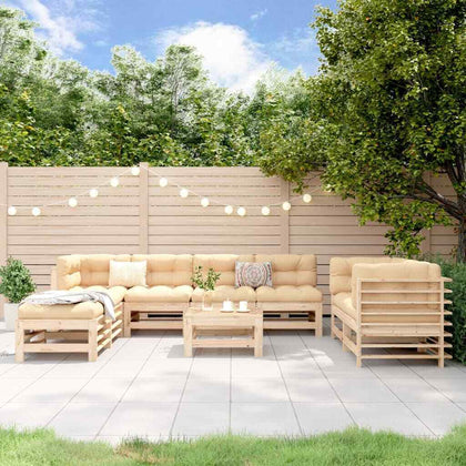 9 Piece Garden Lounge Set Solid Wood Pine