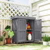 Outdoor Garden Storage Shed Tool Wooden Box w/ Hinged Roof 74x43x88cm, Grey