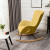 High Back Rocking Armchair Sofa Velvet Linen Solid Wood Swing Lounge Chair Seat