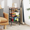 4-Tier Kitchen Storage Cart on Wheels with Pull-out Baskets-Black