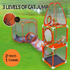 Cat Playhouse 3 in 1 3 Levels Outdoor Hexagon Tunnel Pop Up Folding Enclosure