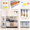 Wooden Play Kitchen Kids Pretend Play Kitchen Toy w/Freestanding Refrigerator