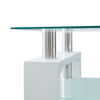 White Glass Coffee Table MDF Shelf Storage Living Room Rectangular Modern