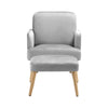 Single Sofa Armchair with Footstool Velvet Lounge Chair Cushion Seat Wooden Legs