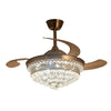42" Ceiling Fan Light LED Crystal Chandelier Fan Lamp 3 Color Changing w/Remote