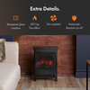 Electric Stove Heater 1900W Freestanding Fireplace LED Flame Glass Panel Black