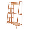 Heavy Duty Wooden Clothes Rail Rack Garment Hanging Stand Corner Open Wardrobe