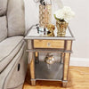 2 Tier Luxury Silver Mirrored Side Table Nightstand w/ Drawer Sofa Side Bedside