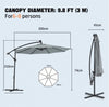 Cantilever Garden Parasol LED Lights 3 m Banana Patio Umbrella with Base UPF 50+