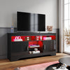 High Gloss 2 Door TV Unit Cabinet 135cm Black TV Stand Sideboard Entertainment