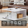 White High Gloss Coffee Table With Glass Shelf Living Room End of Sofa Table