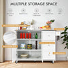 113x46CM Rolling Kitchen Island Cart Utility Storage Cart w/5 Wheels White
